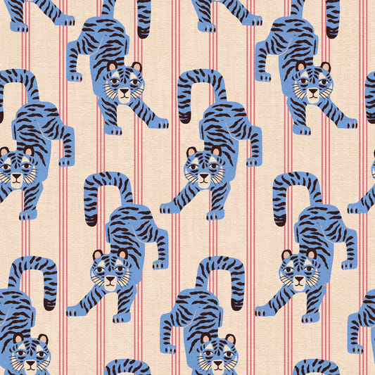 Blue Jumping Tiger Jewel Jungle Wallpaper⁠