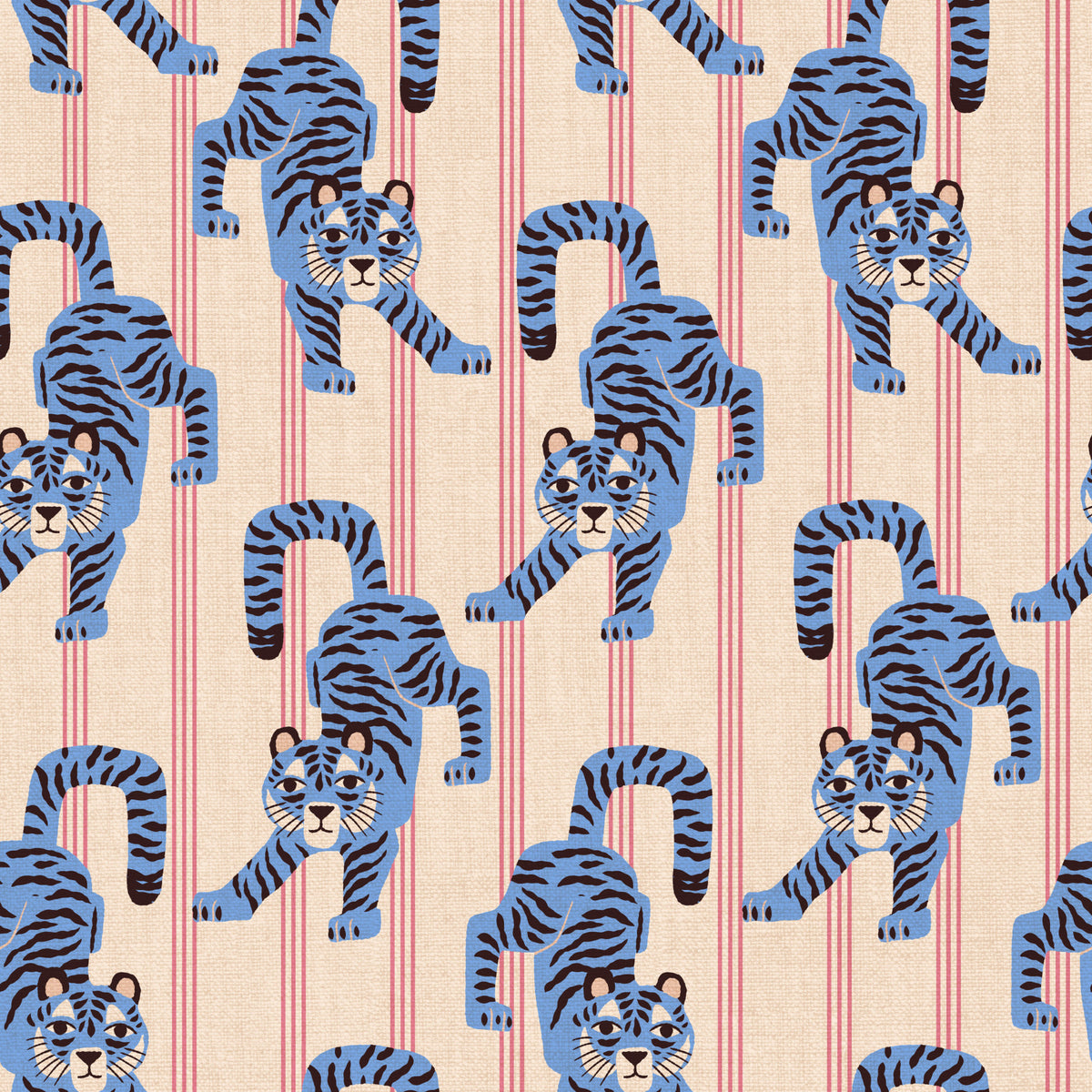 Blue Jumping Tiger Jewel Jungle Wallpaper⁠ in your room