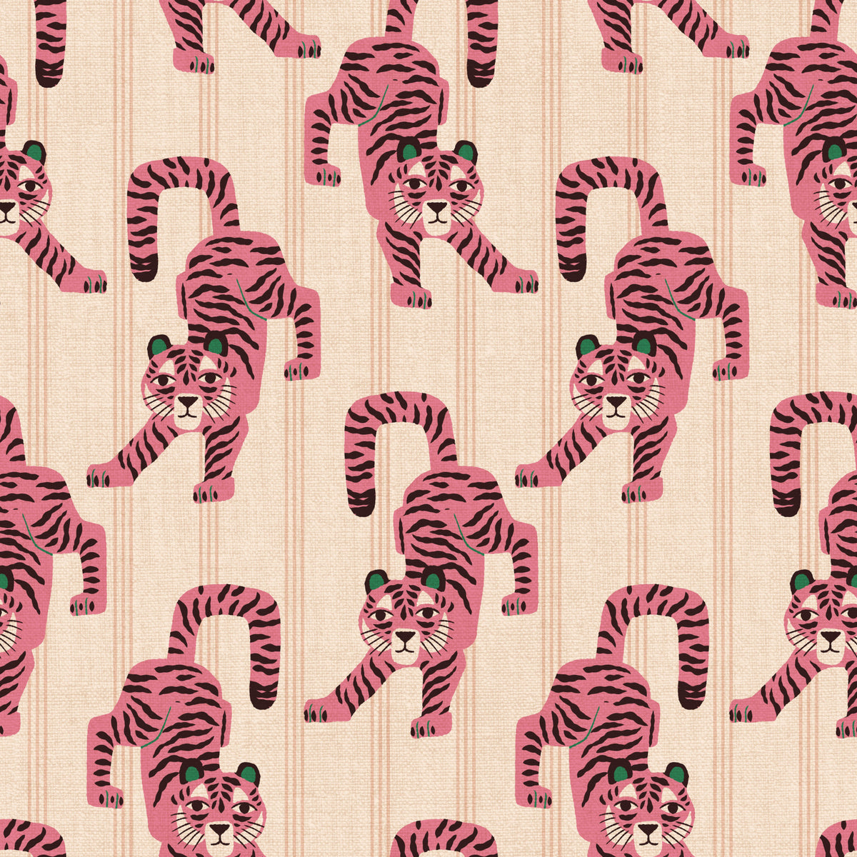 Pink Jumping Tiger Jewel Jungle Wallpaper⁠ in your room