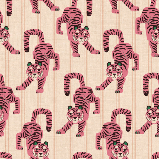 Pink Jumping Tiger Jewel Jungle Wallpaper⁠