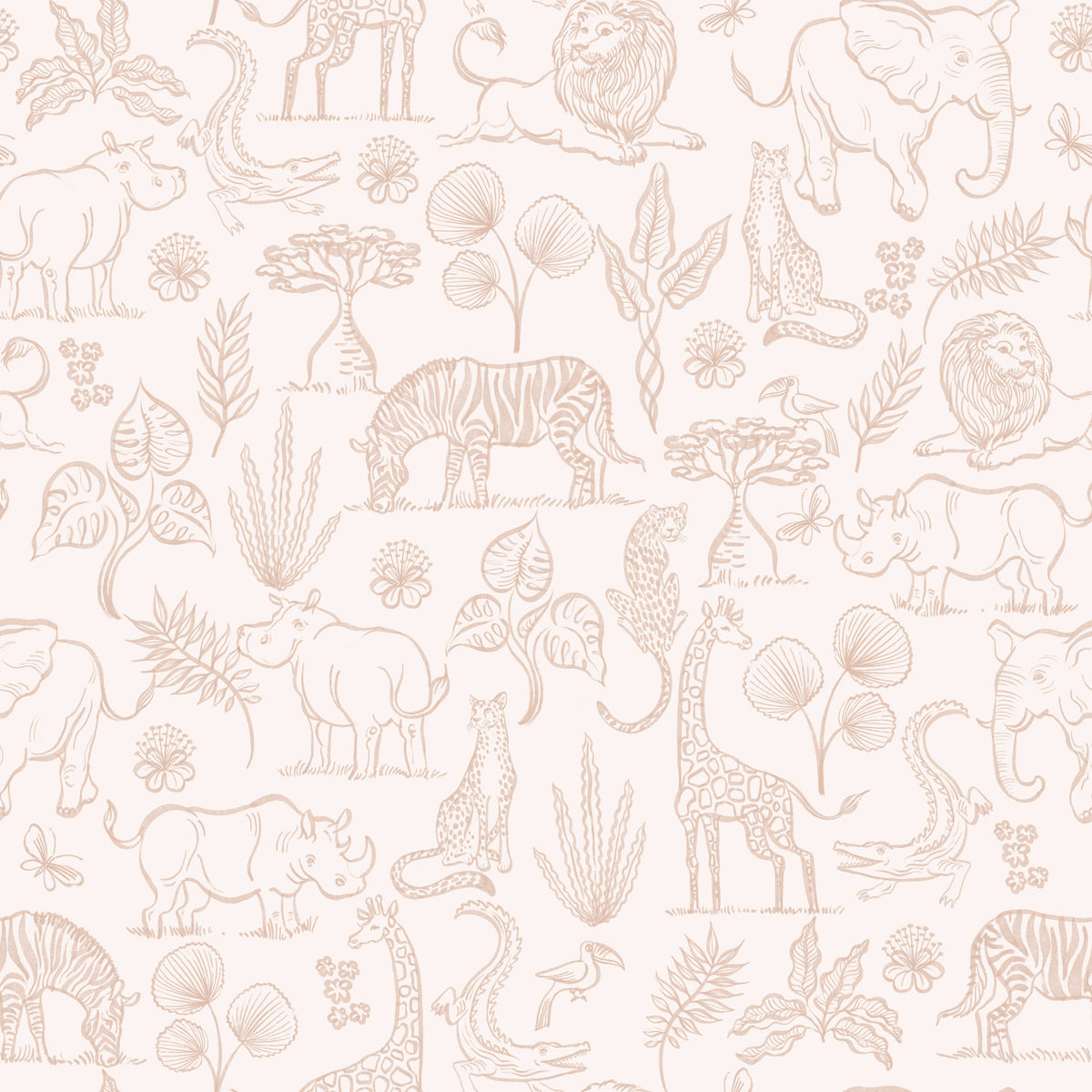 Neutral Safari Adventure Wallpaper⁠ in your room