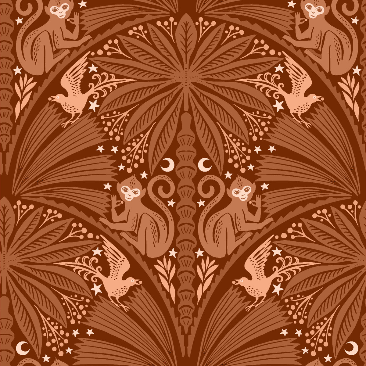 The Jungle Berry Thief: Moon Monkey & Bird Wallpaper⁠ in your room
