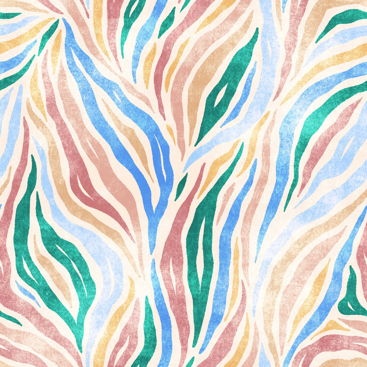 Multicolor Textured Boho Zebra Print Wallpaper⁠