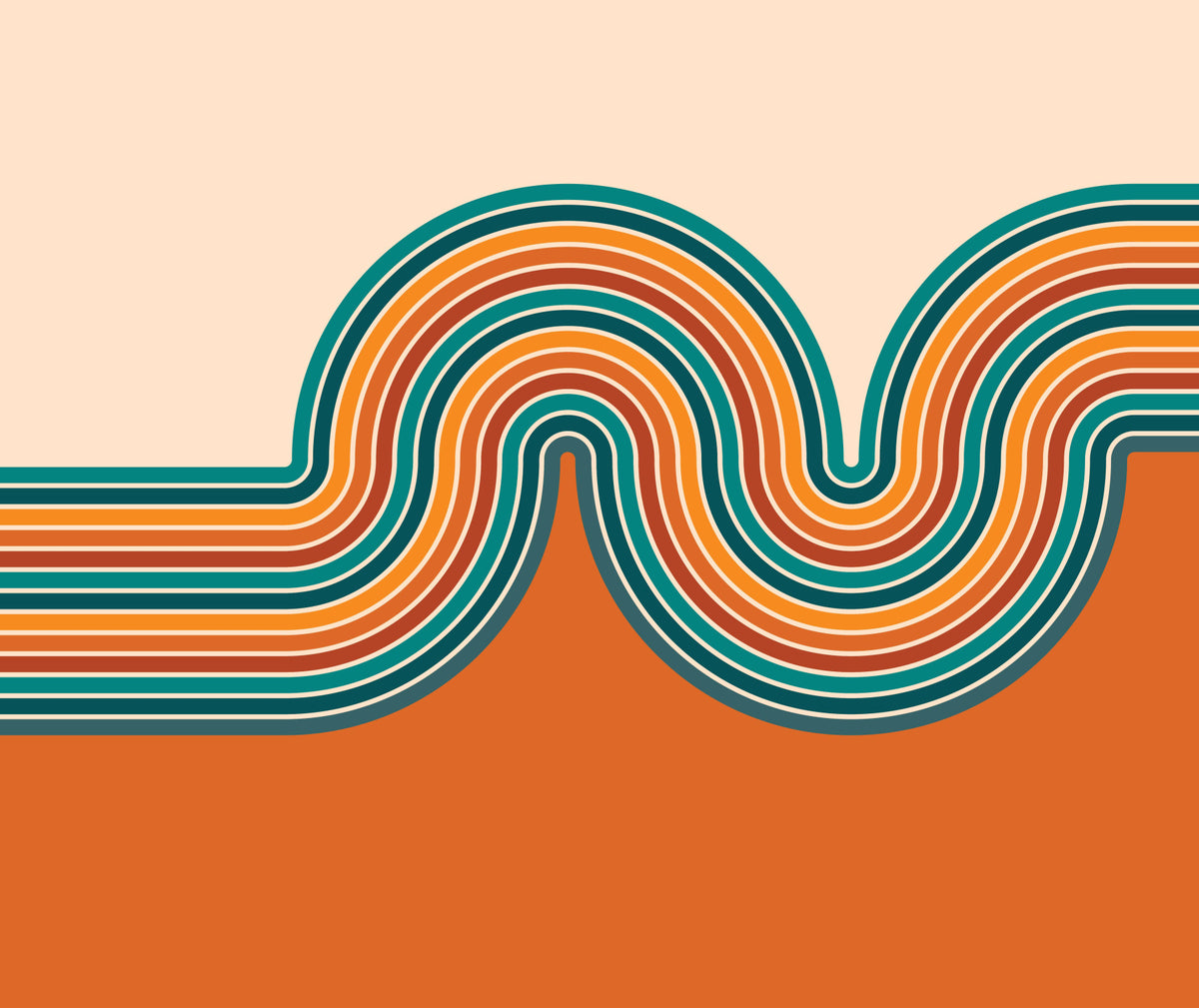 Retro Curvy Lines Wall Mural in your room