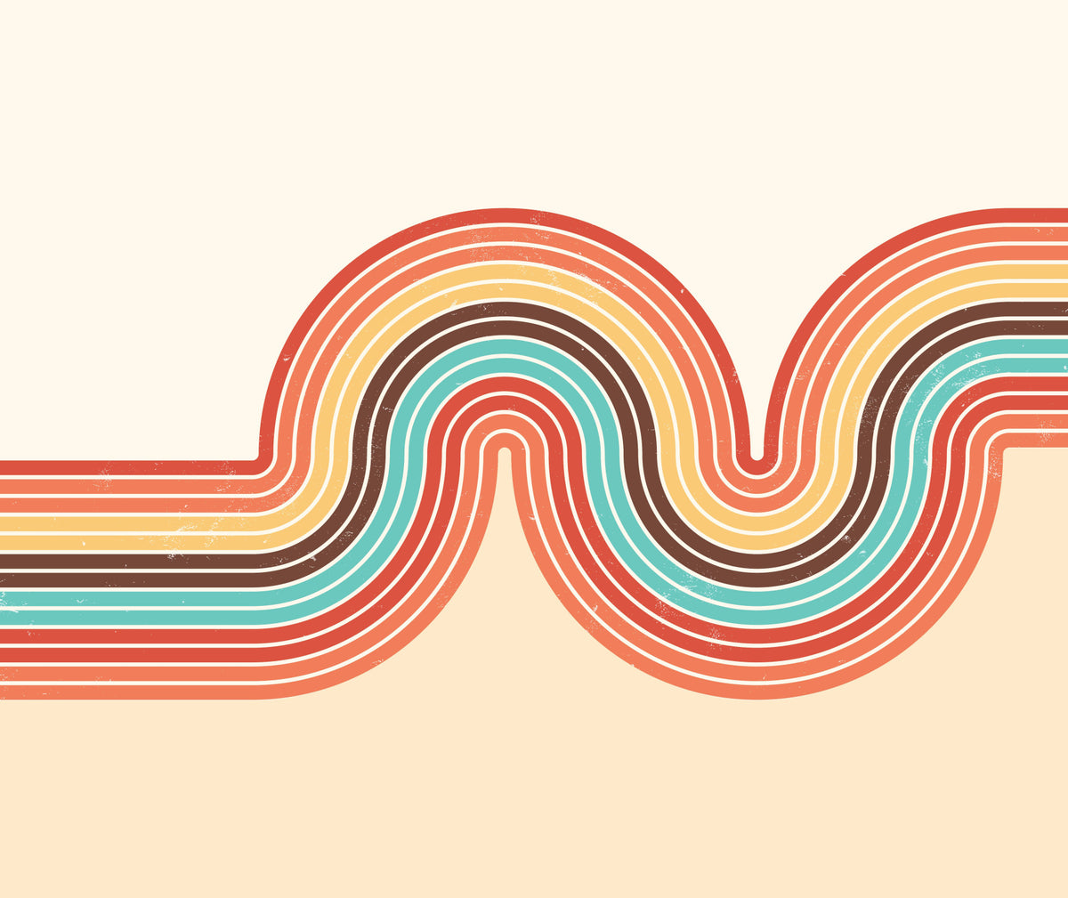 Retro Curvy Lines 3 Wall Mural in your room — zoomed