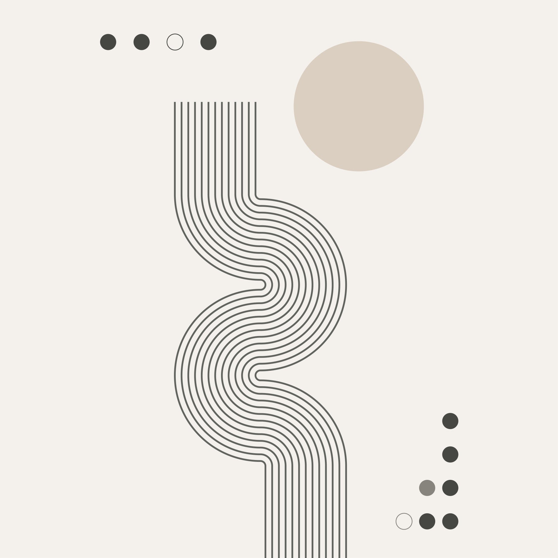 Retro Geometric Flow Wallpaper Mural in your room — zoomed