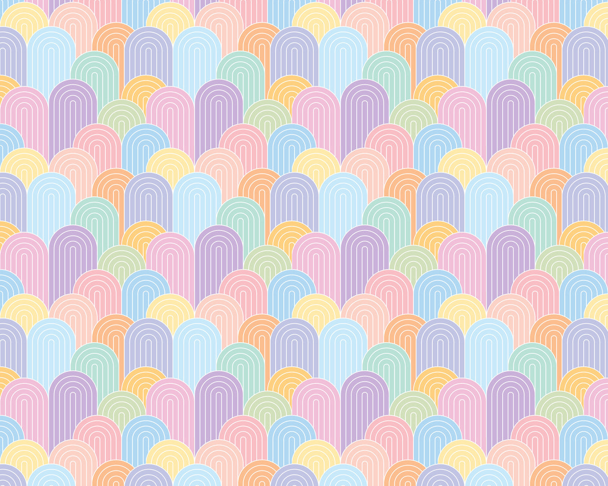 Bright Pastel Rainbows Wall Mural in your room — zoomed