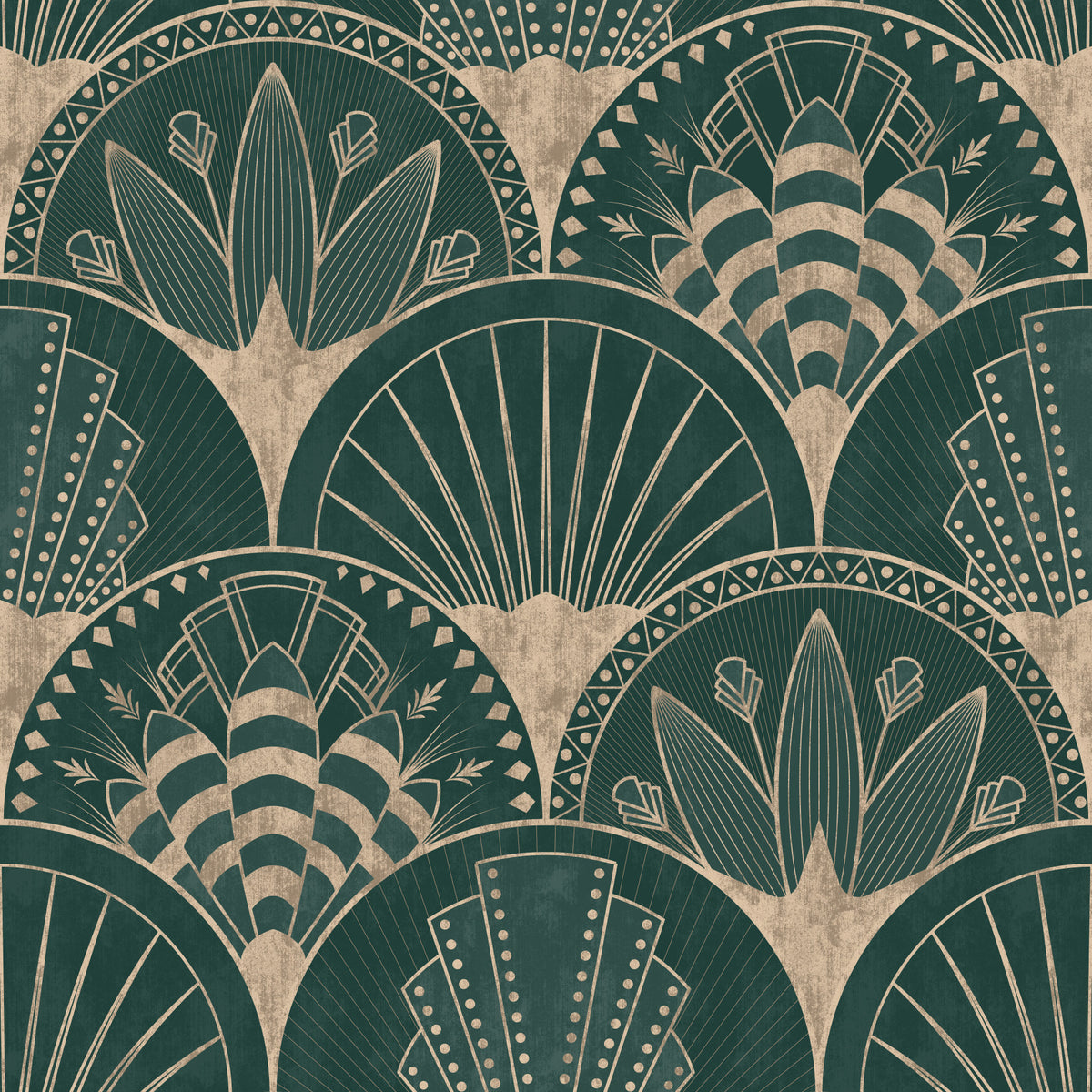 Art Deco Golden Fans Wallpaper⁠ in your room — zoomed