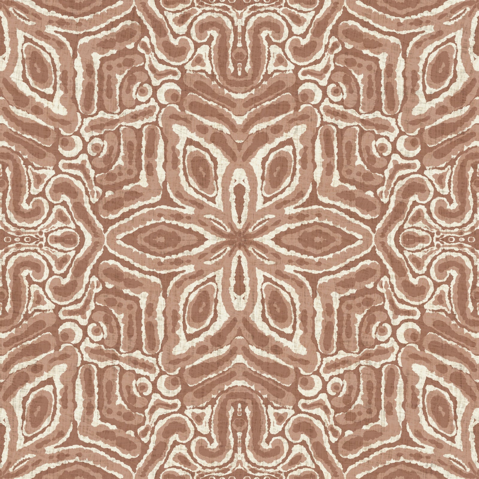 Batik Geometric Flower Mocha Mousse Wallpaper⁠ in your room