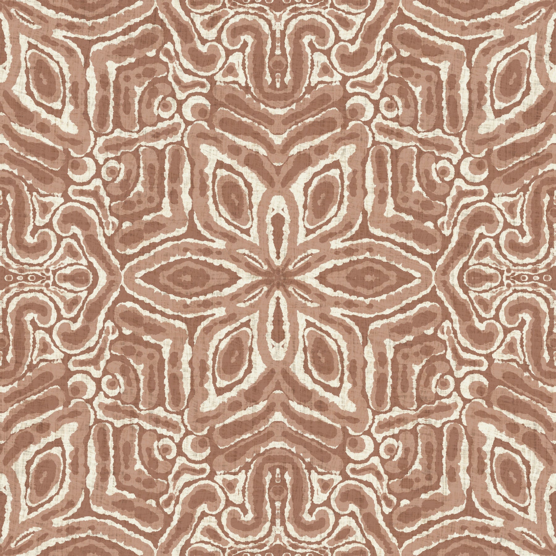 Batik Geometric Flower Mocha Mousse Wallpaper⁠ in your room — zoomed