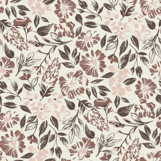 Rustic Floral Tapestry Neutral Tones Wallpaper⁠