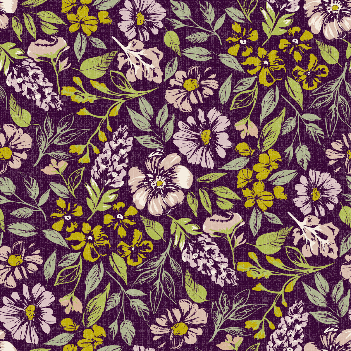 Rustic Floral Tapestry⁠ Dark Purple Wallpaper⁠ in your room