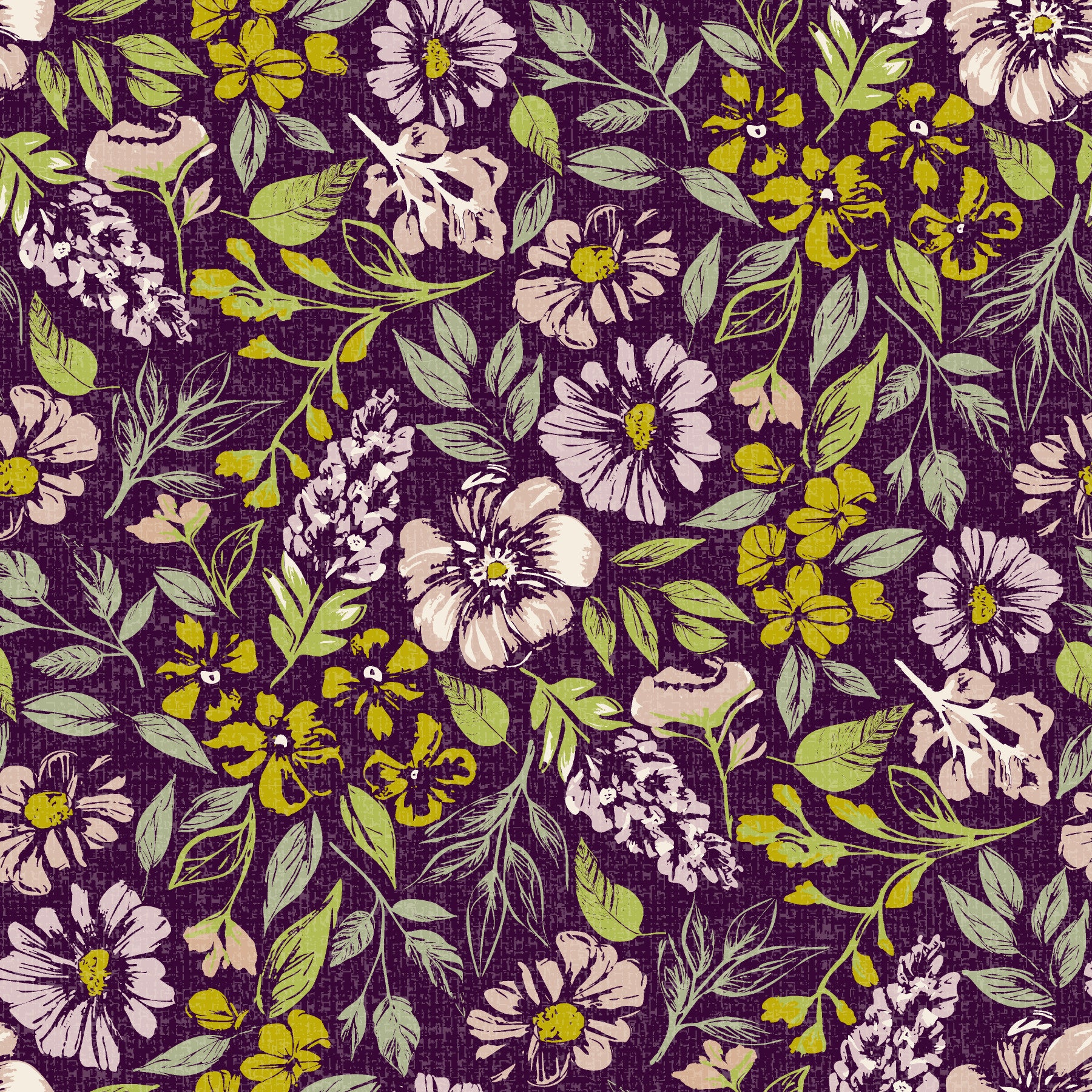Rustic Floral Tapestry⁠ Dark Purple Wallpaper⁠