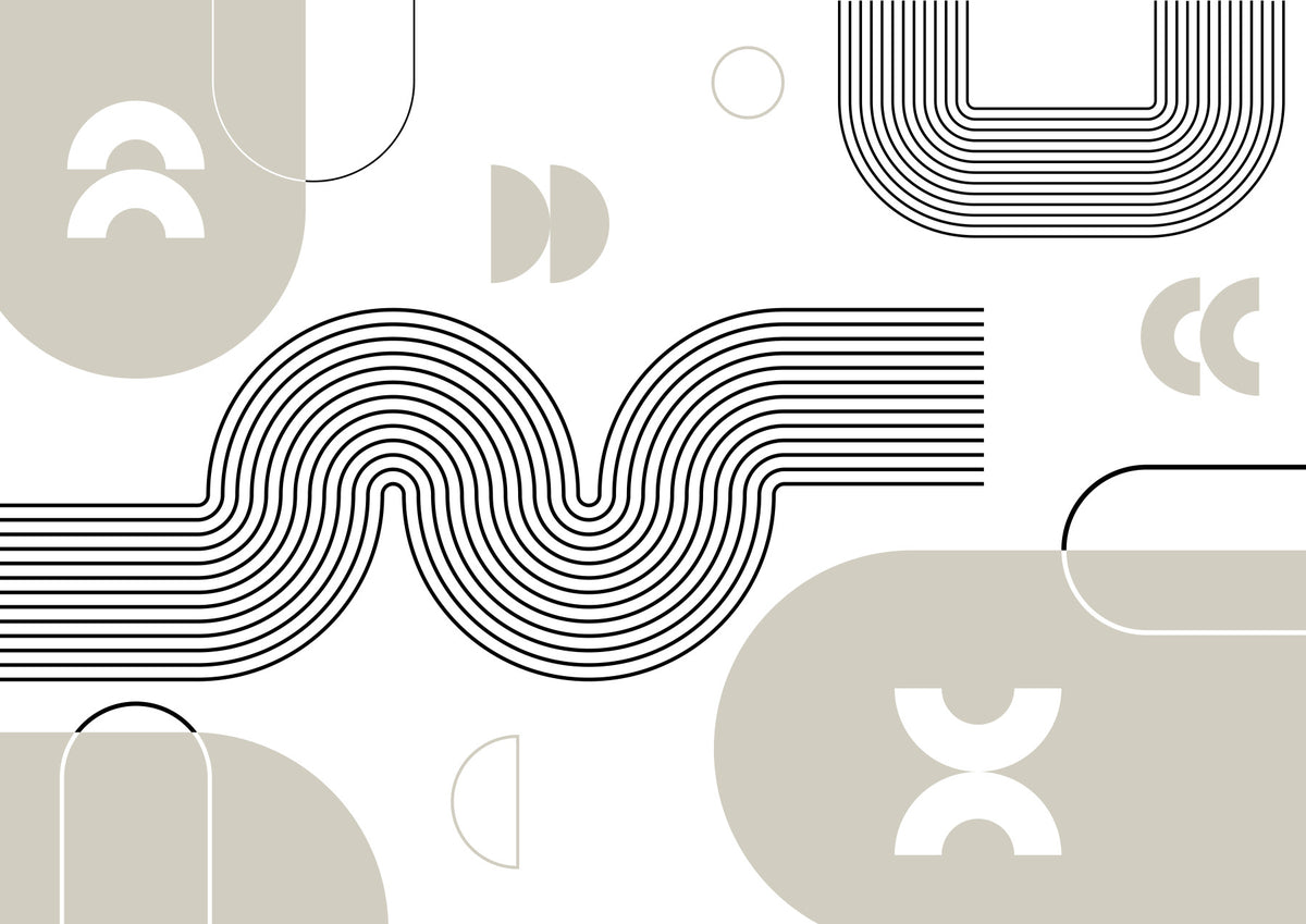 Retro Geometric Waves Wall Mural in your room — zoomed