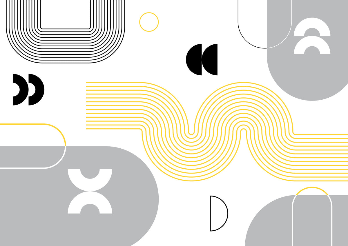 Yellow and Gray Geometric Wall Mural in your room
