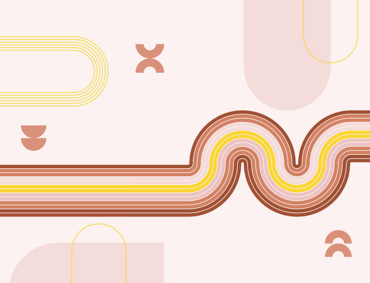 Retro Curvy Lines Boho Wall Mural in your room