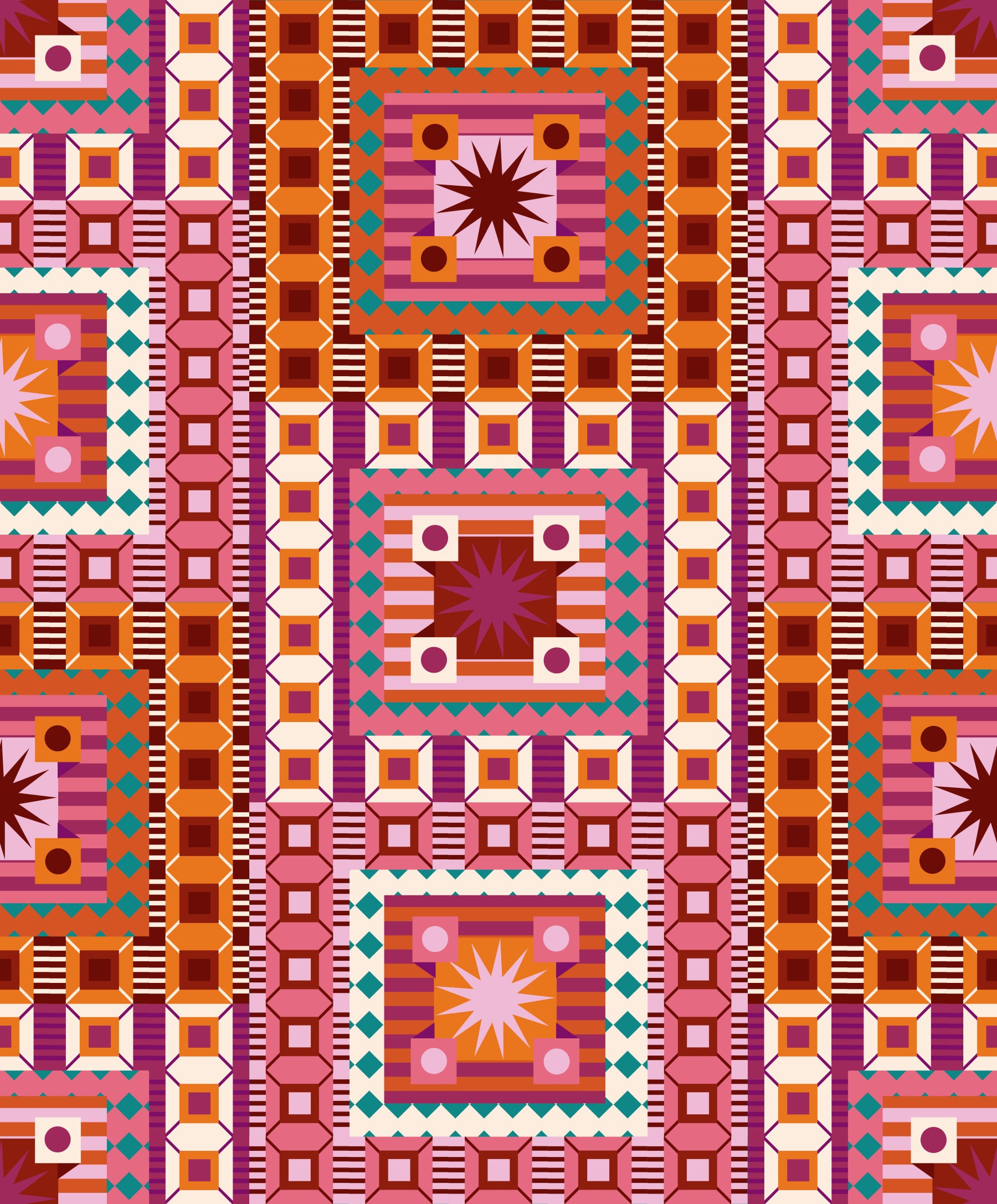 Crimson & Orange Burst Wallpaper⁠ in your room — zoomed