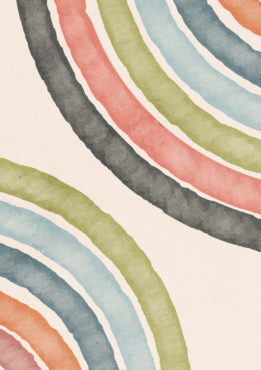 Abstract Watercolor Arcs Wall Mural