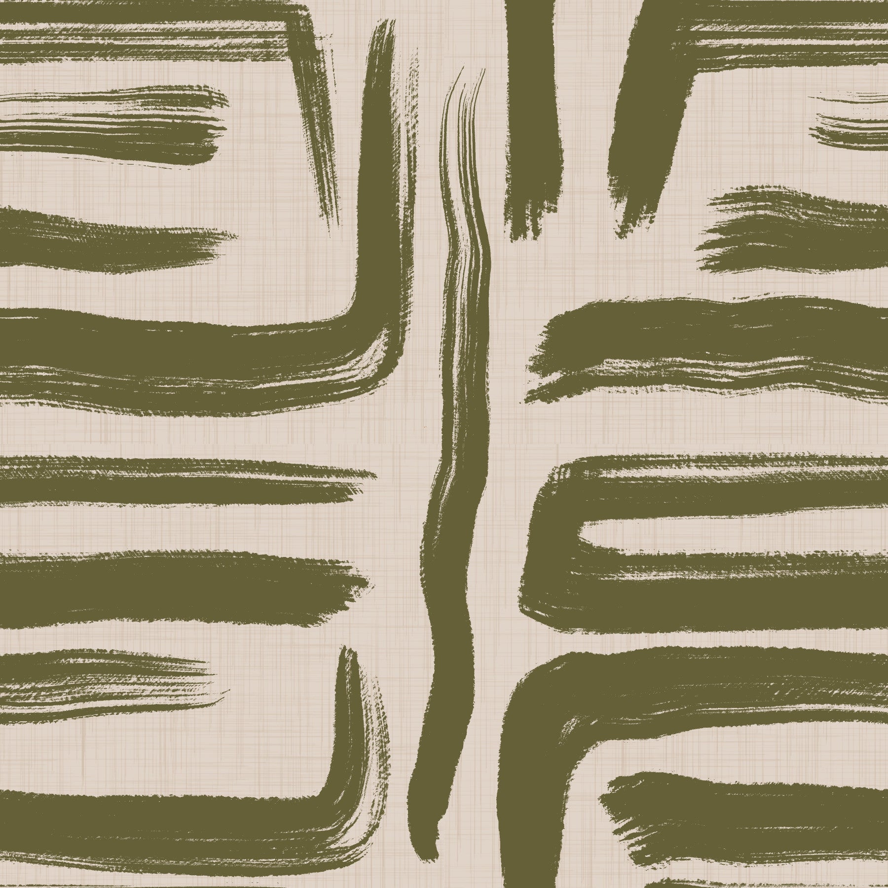 Olive Brushstrokes - Abstract Mid Century Modern  Wallpaper⁠