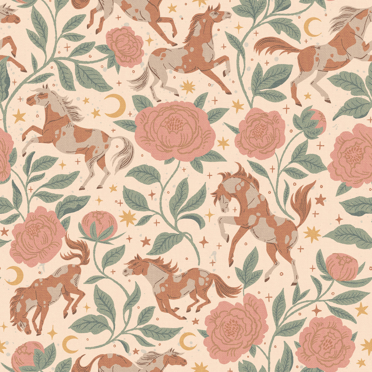 Ponies and Peonies Wild West Americana-01 Wallpaper⁠ in your room