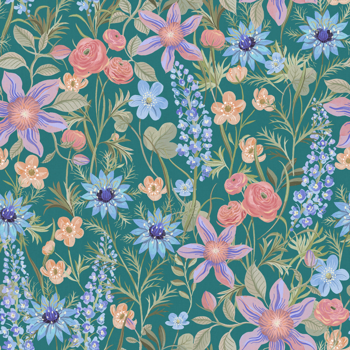 Ranunculaceae retro teal Wallpaper⁠ in your room