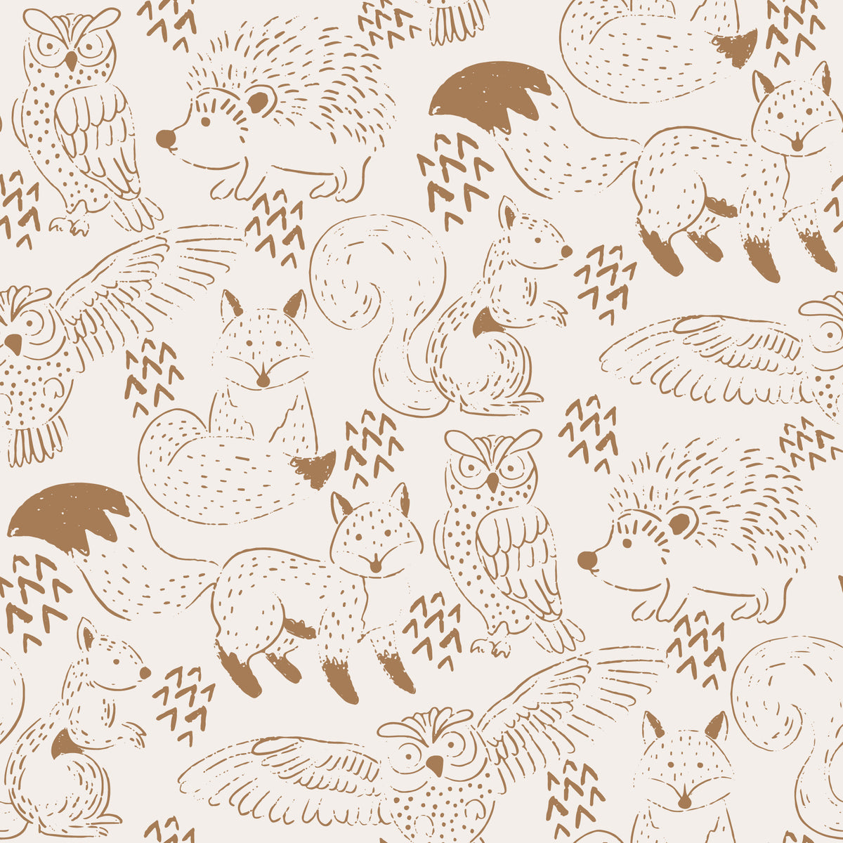 Woodland Animal Neutral Brown Wallpaper⁠ in your room