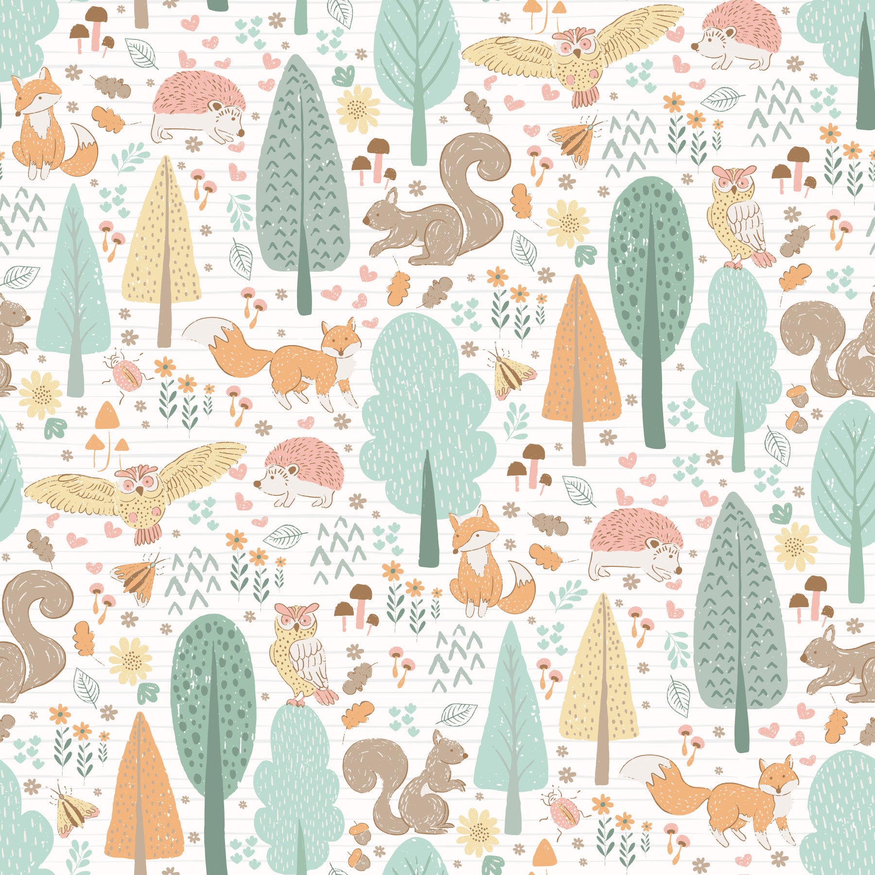Playful Woodland Nursery Animals  Wallpaper⁠ in your room — zoomed