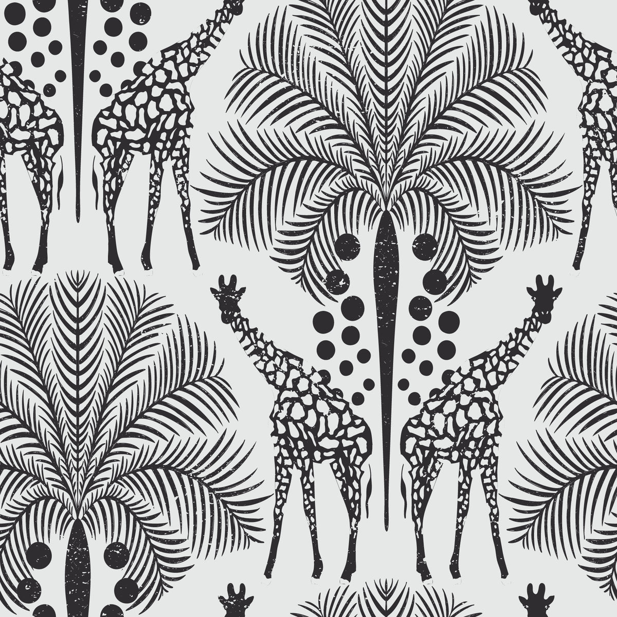 Safari Giraffe in Black and White Wallpaper⁠ in your room