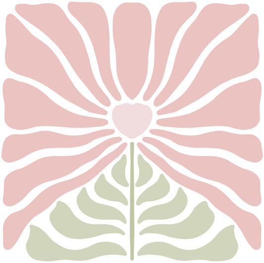 Groovy Flowers in Pink and Green Wallpaper⁠