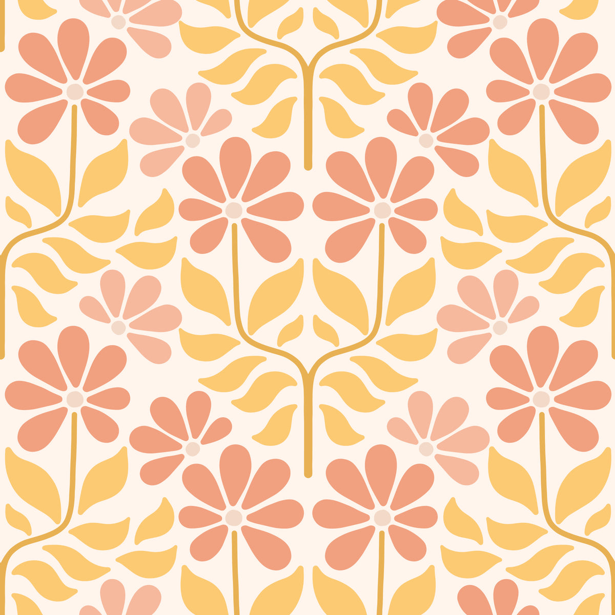 Retro Blooms Wallpaper⁠ in your room — zoomed