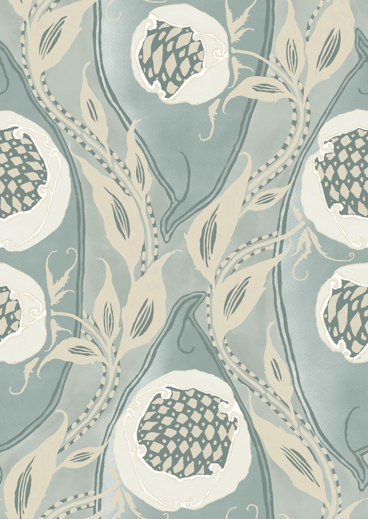 Samarkande No. 4 pale aqua cream teal grey Wallpaper⁠