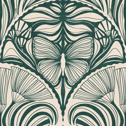 Gatsby Fan Glamour Deco Statement In Emerald Green Wallpaper⁠