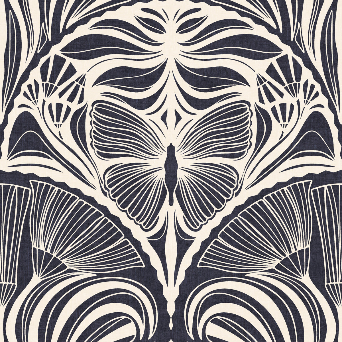 Gatsby Fan Glamour Deco Statement Midnight Charcoal Wallpaper⁠ in your room