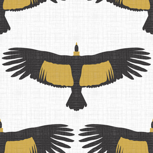Rustic Andean Condor Flock White Wallpaper⁠