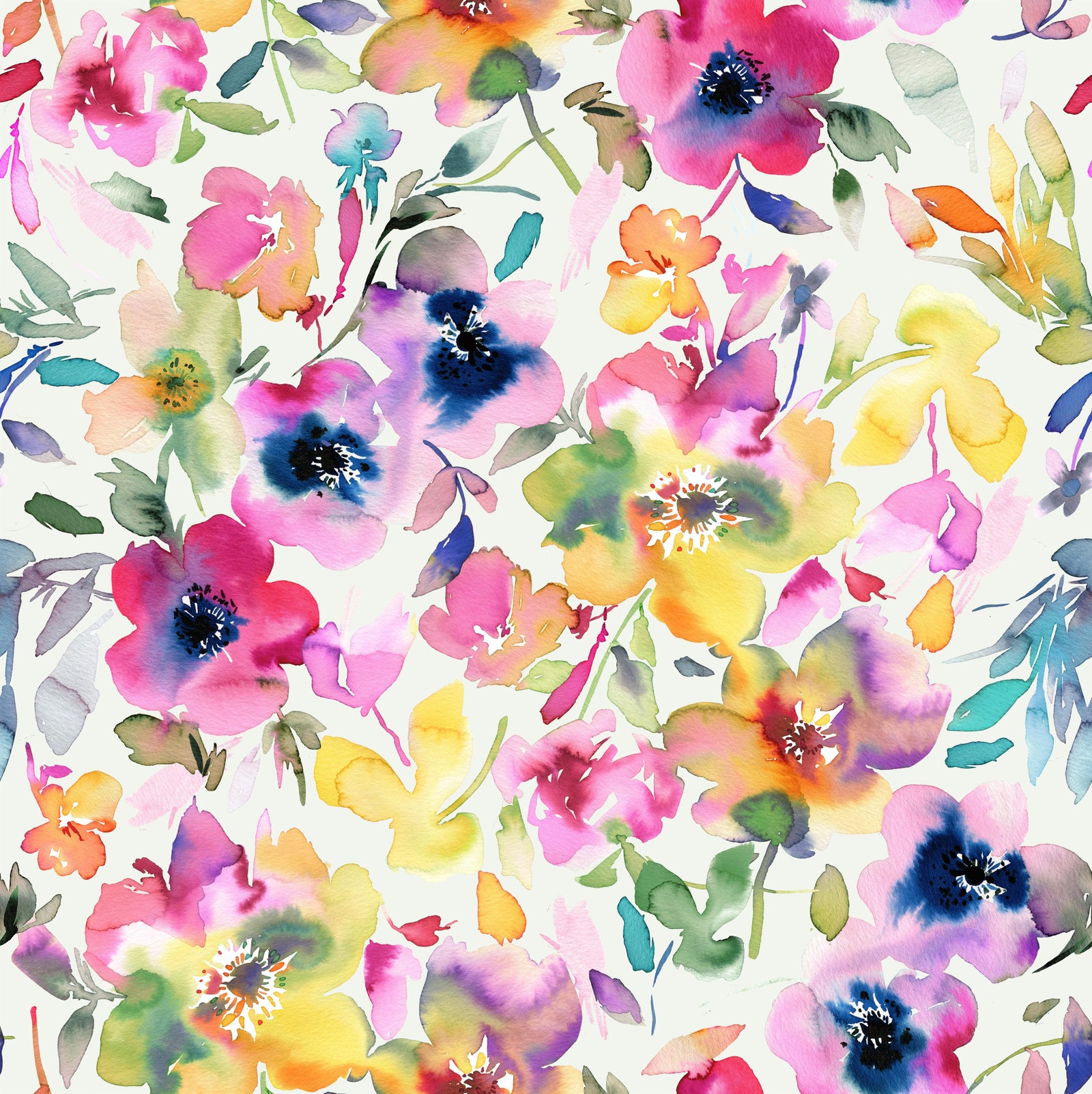 Artistic Fresh Summer Floral  Wallpaper⁠ in your room