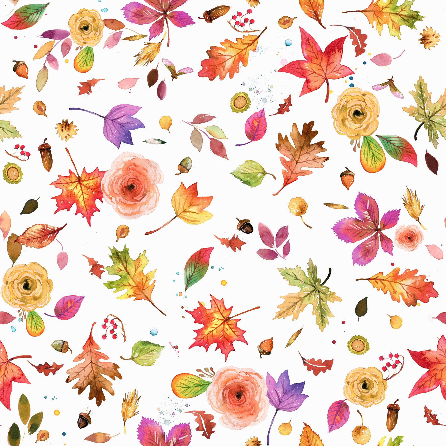 Autumn Forest Leaf Flowers Multicolor Wallpaper⁠ in your room — zoomed