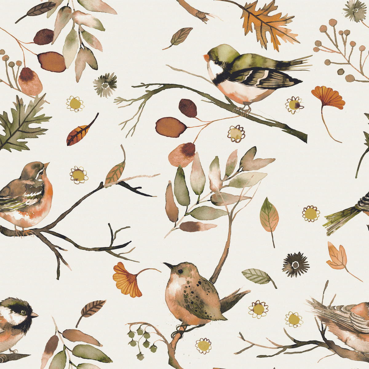 Birds Trees  Forest Rustic Green Wallpaper⁠ in your room — zoomed