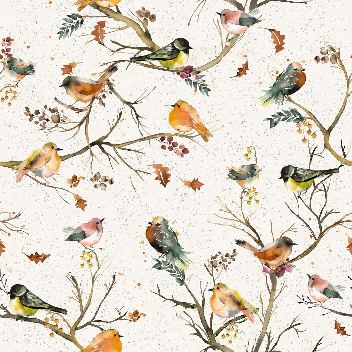 Birds Trees  Garden Rustic Green Wallpaper⁠ in your room