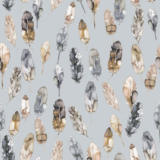 Boho Feathers Golden Silver Wallpaper⁠
