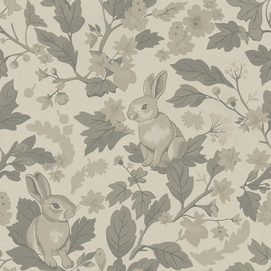 Woodland Garden – Natural Beige Wallpaper⁠