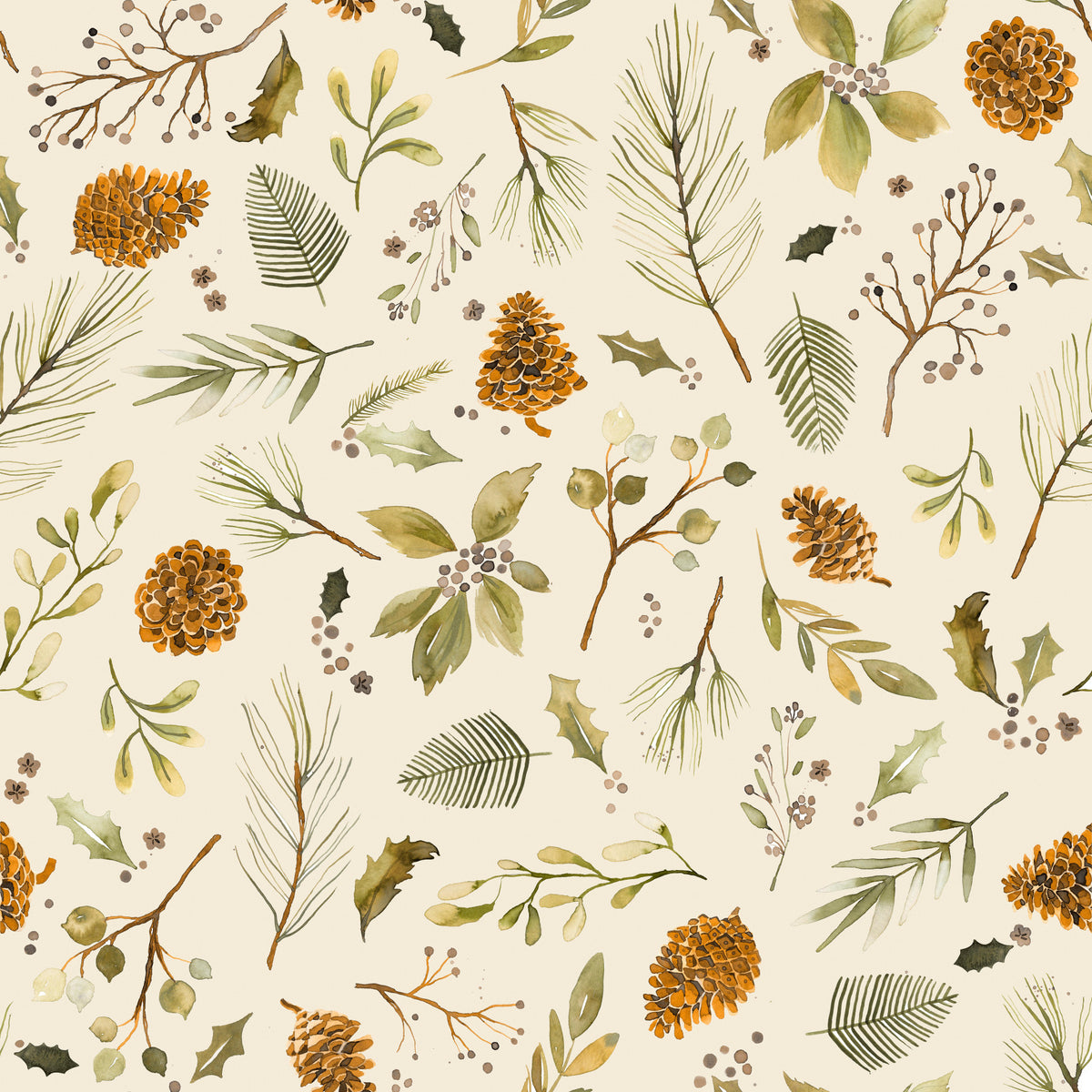Christmas Winter Botanical Rustic Plants Wallpaper⁠ in your room