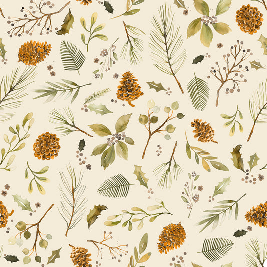 Christmas Winter Botanical Rustic Plants Wallpaper⁠