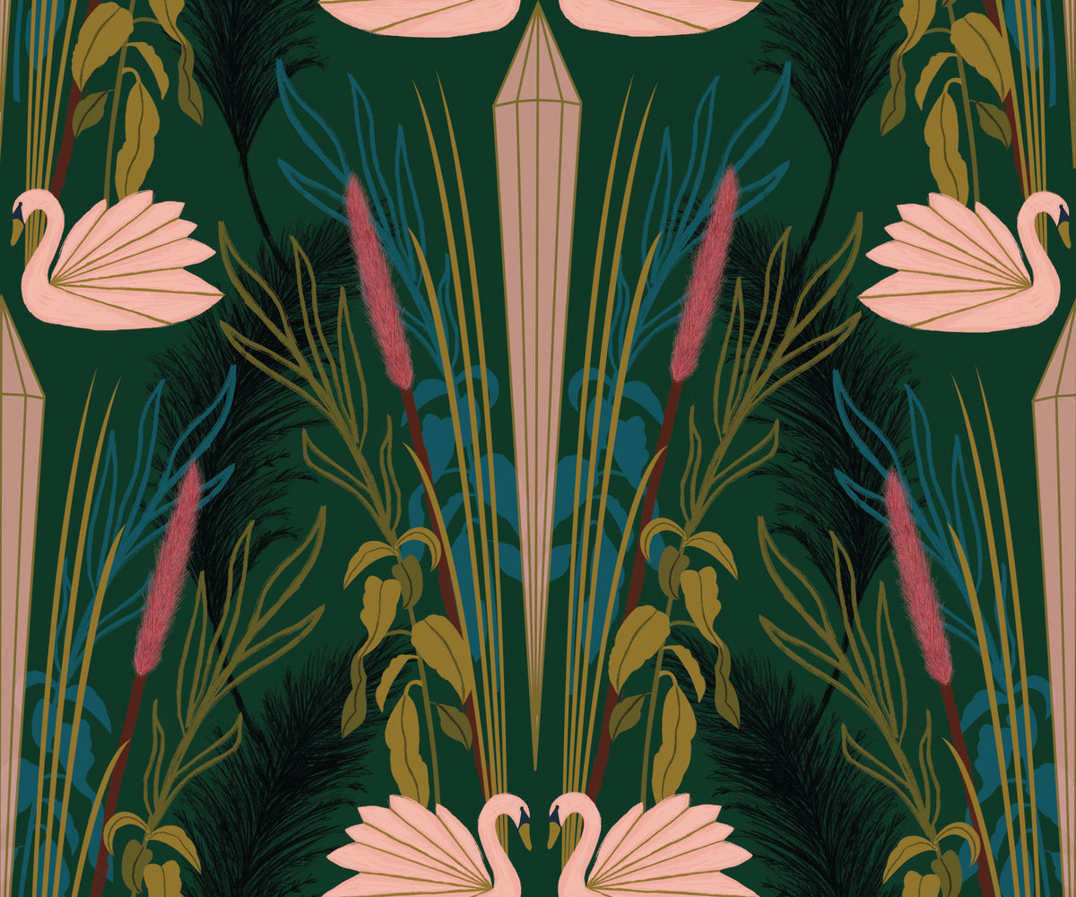 Deco Swans Wallpaper⁠ in your room