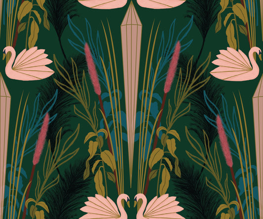 Deco Swans Wallpaper⁠