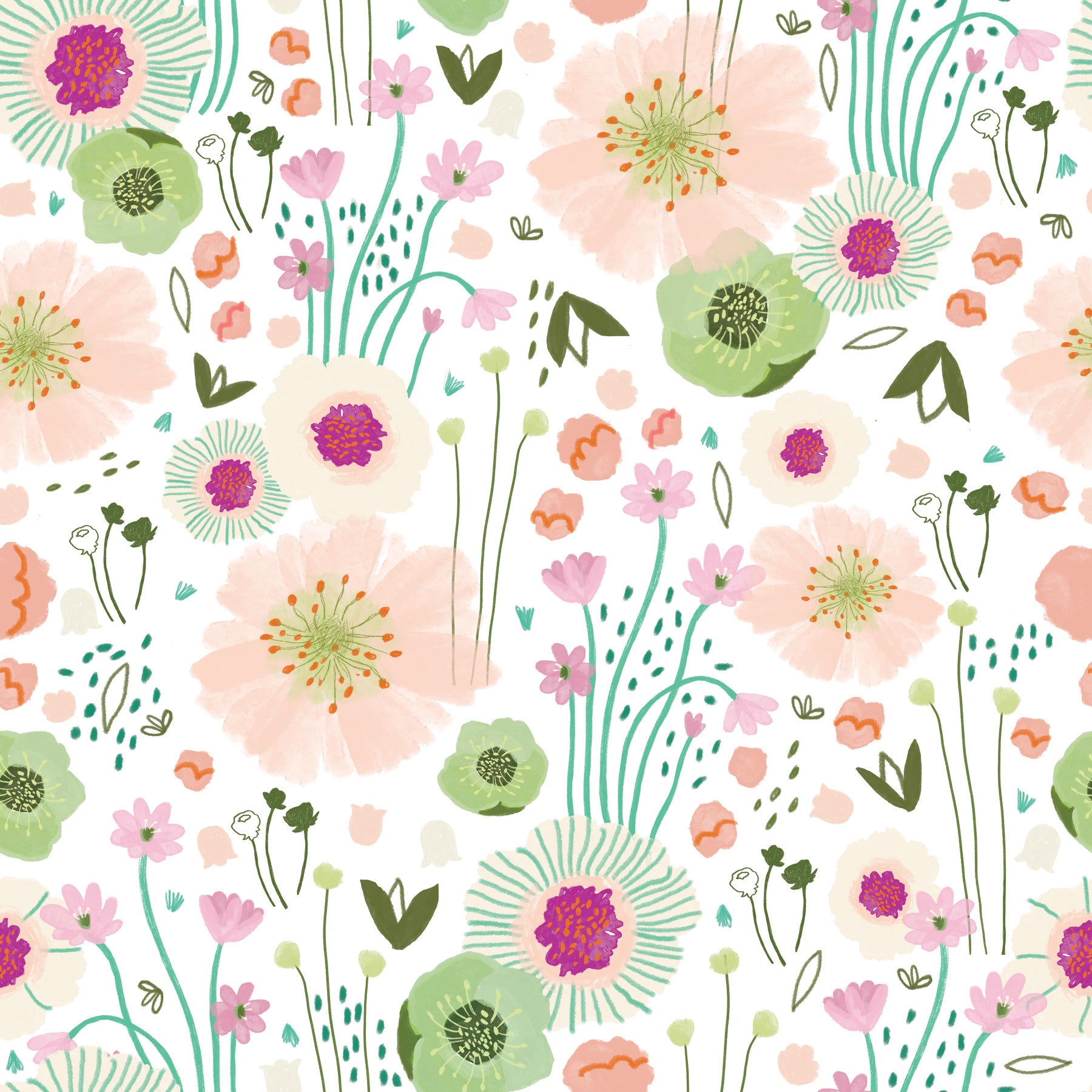 Ditsy Dream - White Wallpaper⁠