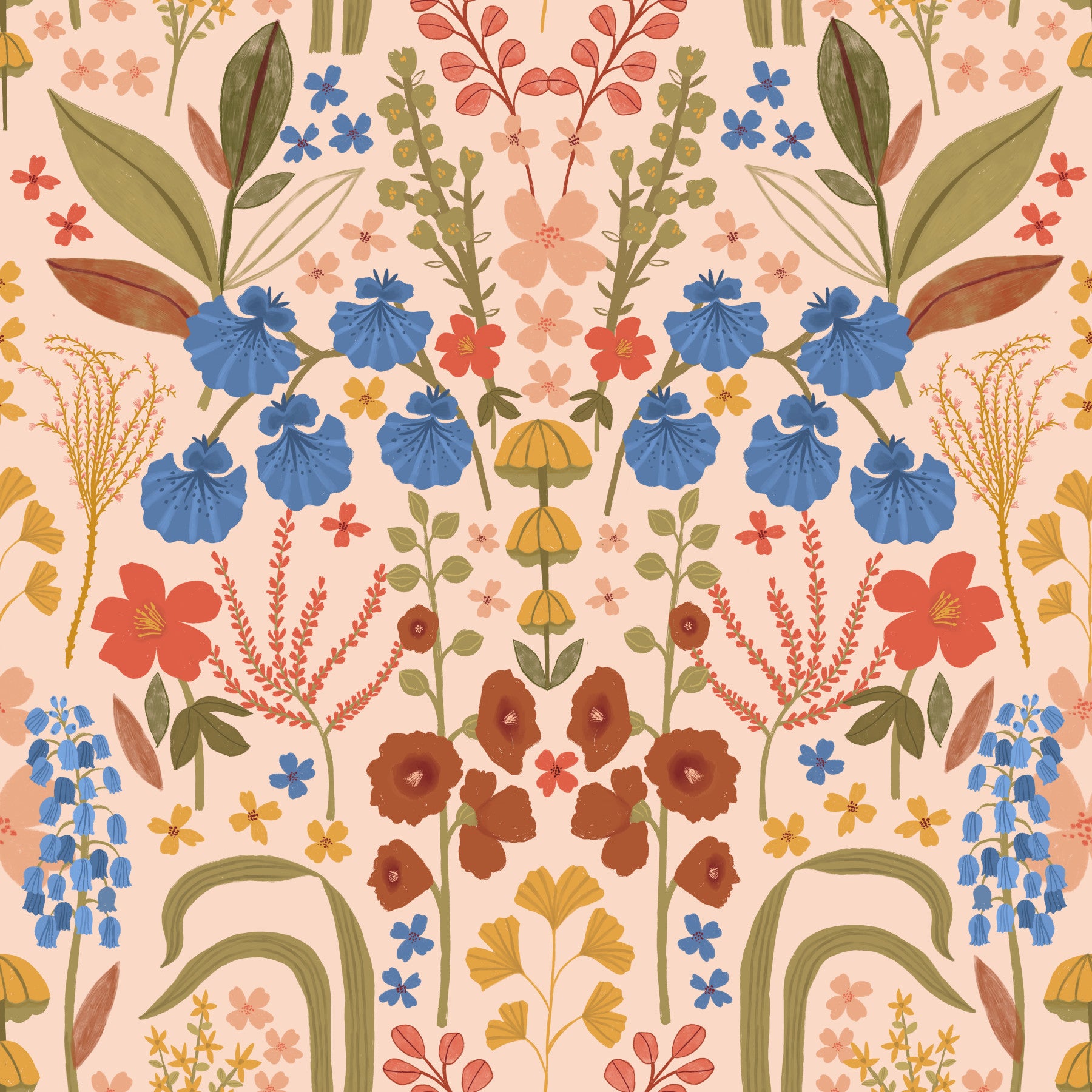 Vintage Bluebells - Cream Wallpaper⁠ in your room — zoomed