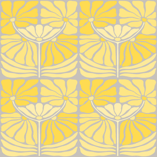 Vintage Yellow Florals Wallpaper⁠
