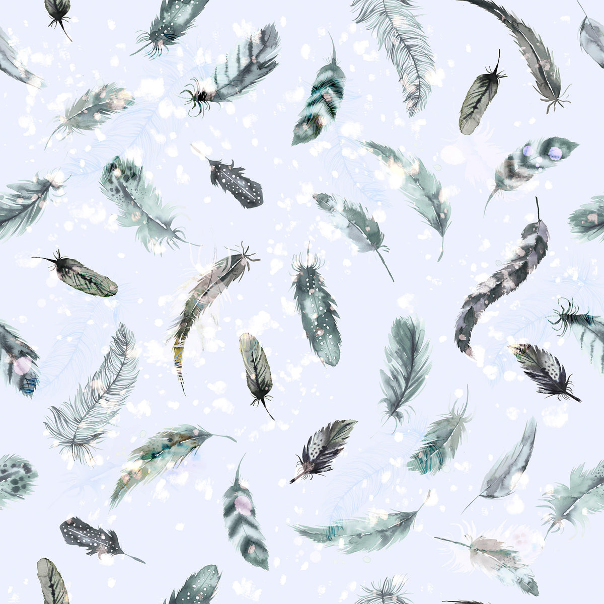 Delicate Feathers Soft Blue Wallpaper⁠ in your room — zoomed