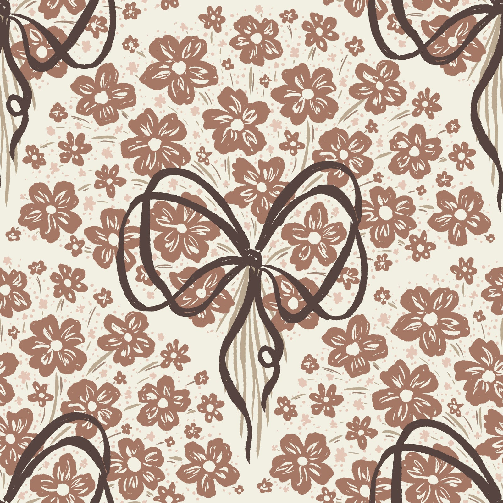 Floral Bouquet with Bow Wallpaper⁠
