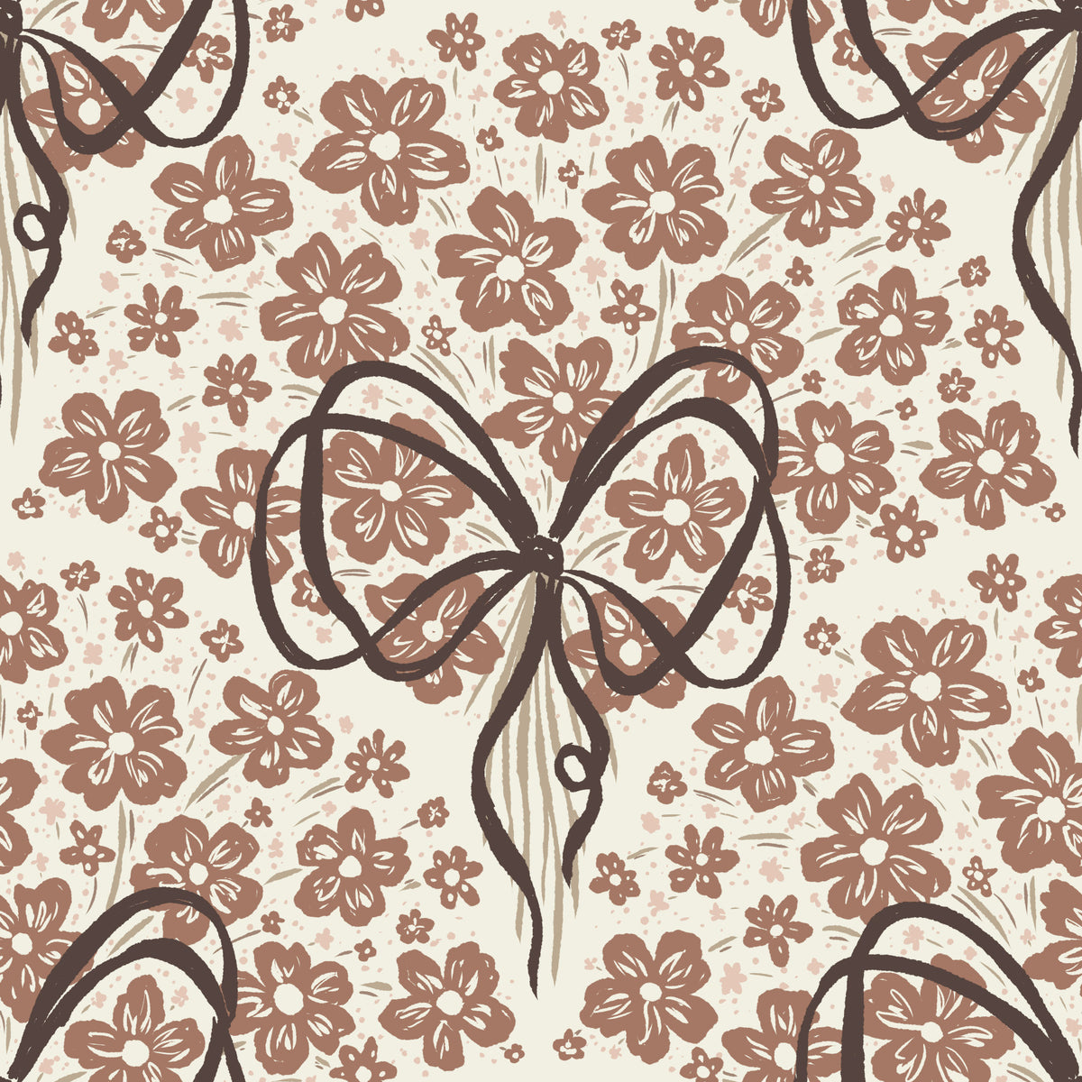 Floral Bouquet with Bow Wallpaper⁠ in your room — zoomed